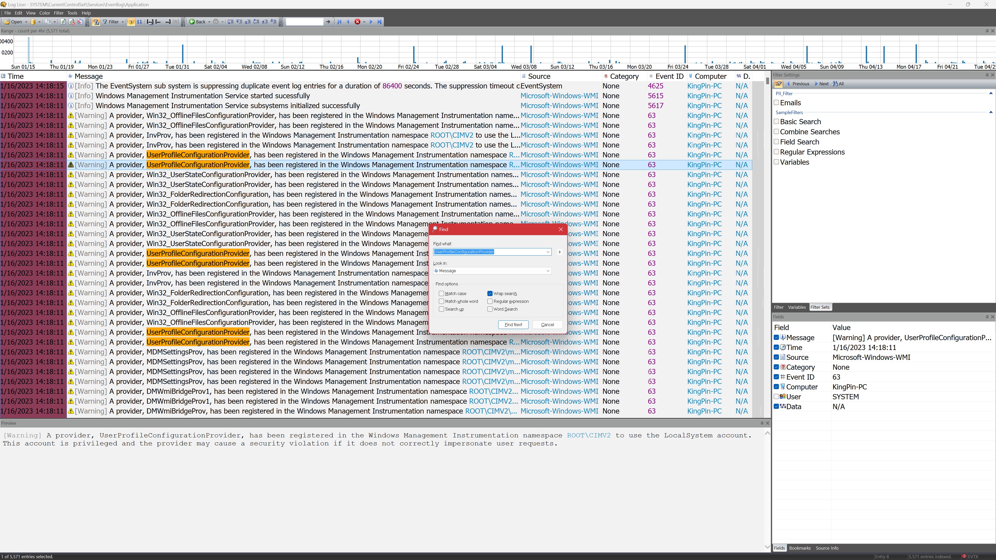 Application Event Log