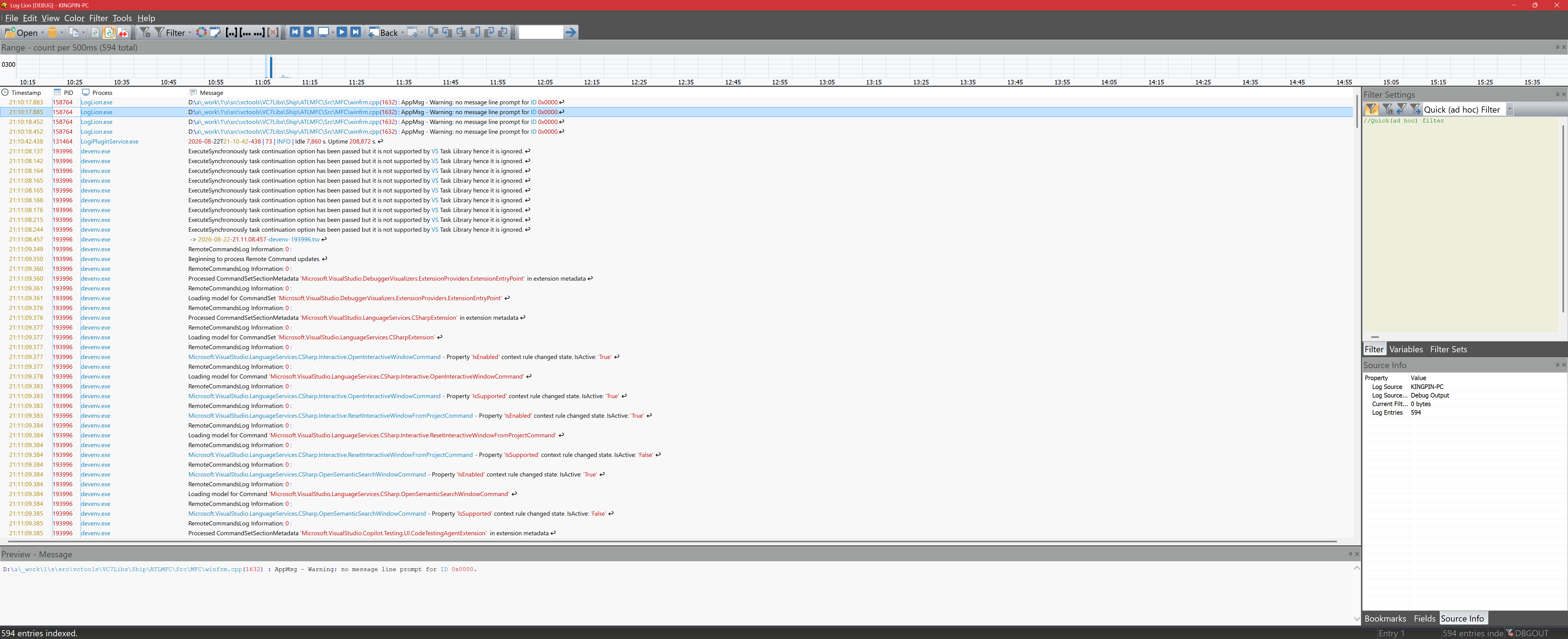 Debug Output Source Options